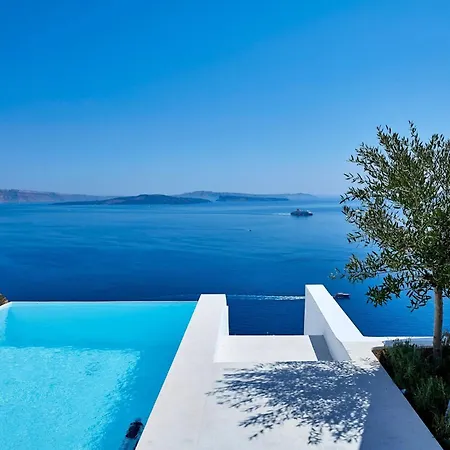 Elegant Santorini House Serenity Caldera View Outdoor Hot Tub Villa