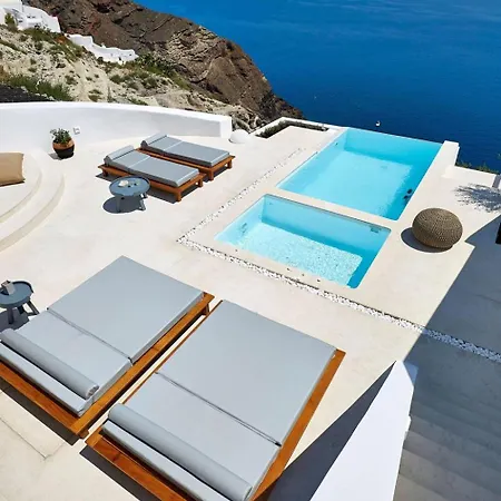 Elegant Santorini House Serenity Caldera View Outdoor Hot Tub Villa *