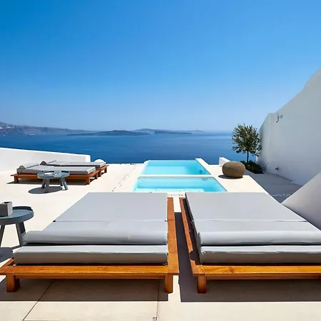 Elegant Santorini House Serenity Caldera View Outdoor Hot Tub