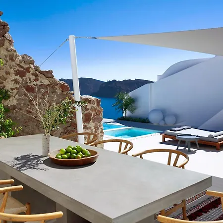 Elegant Santorini House Serenity Caldera View Outdoor Hot Tub