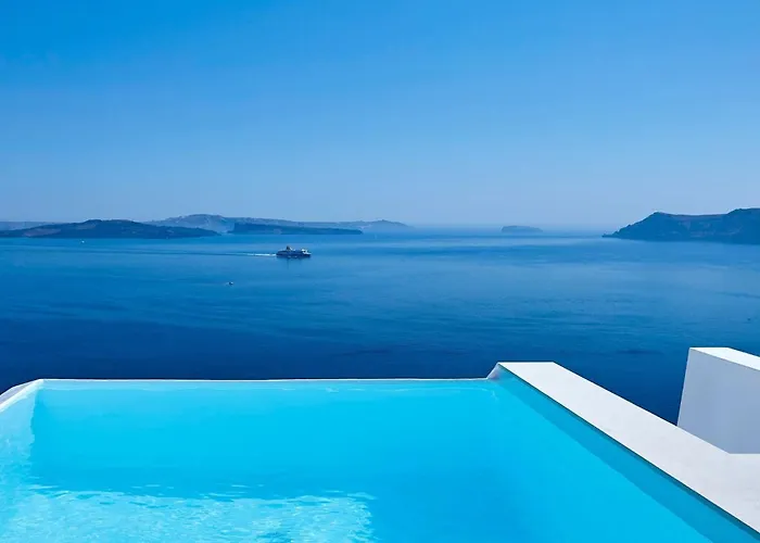 Elegant Santorini House Serenity Caldera View Outdoor Hot Tub Villa *