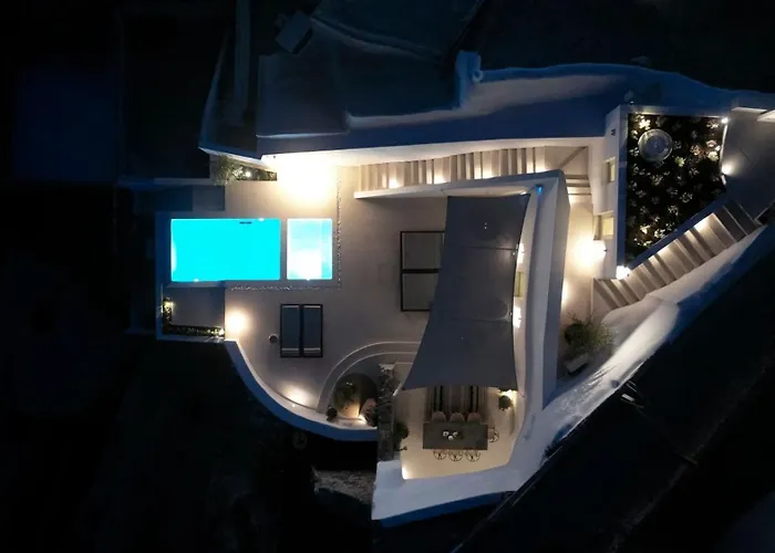 Elegant Santorini House Serenity Caldera View Outdoor Hot Tub